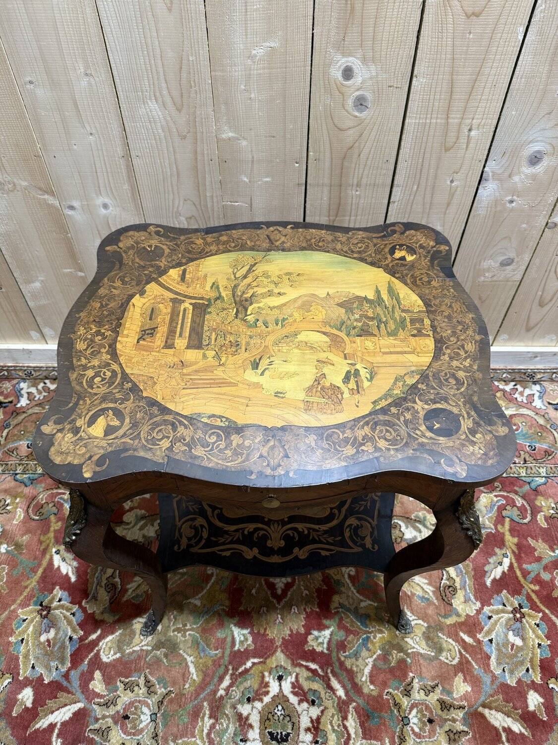 Louis XV style side table in marquetry