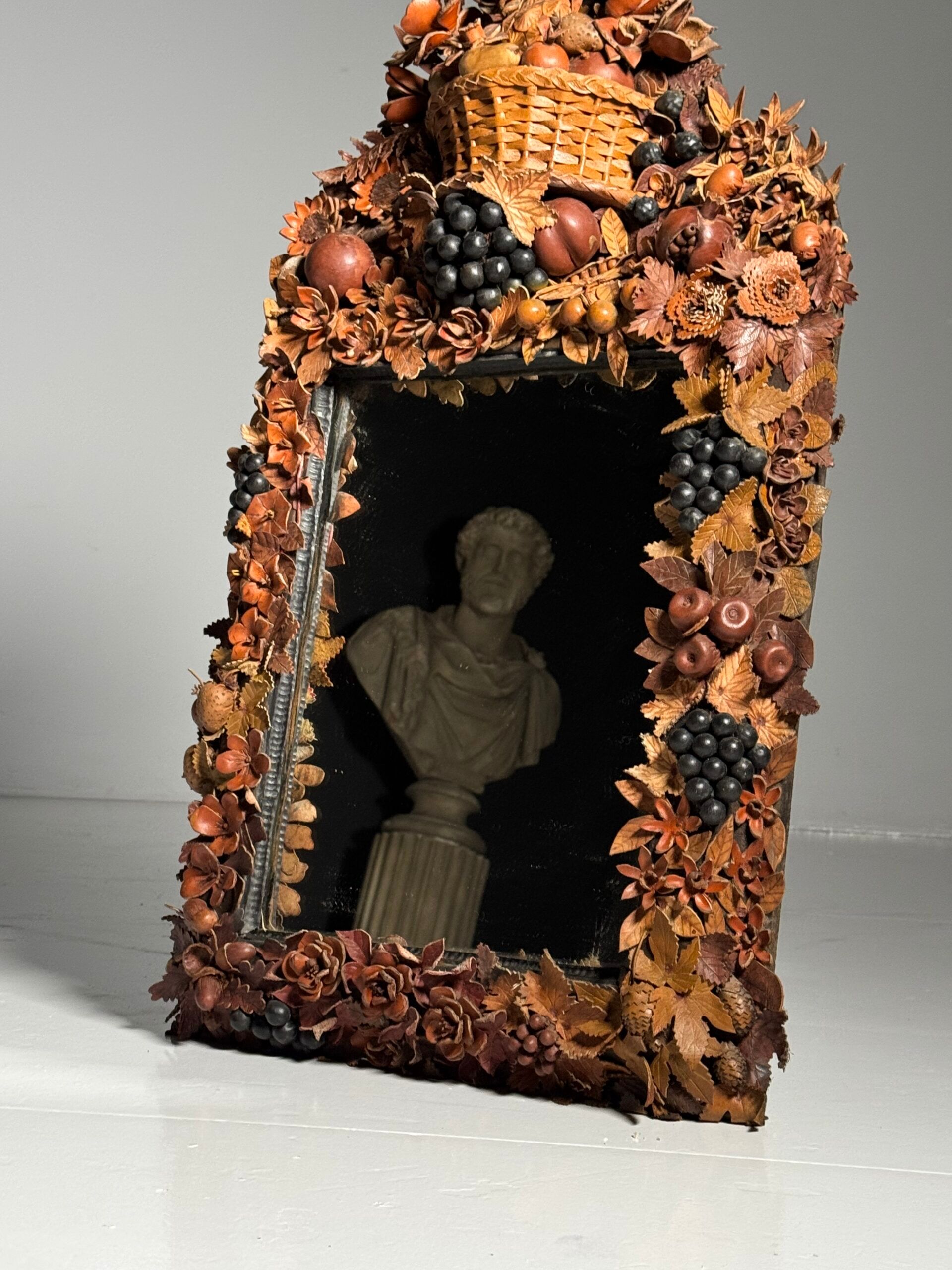 English folk art mirror leather