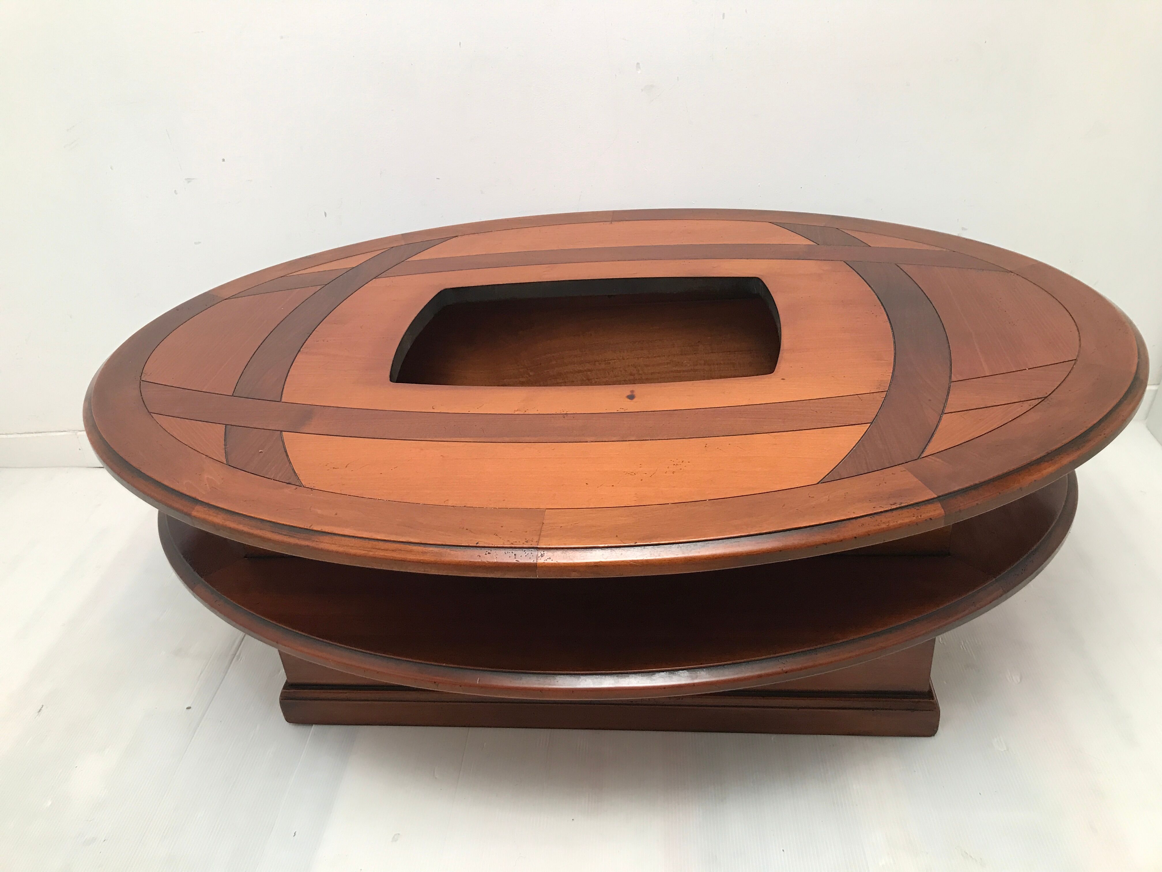Coffee table bar trunk oval vintage cherry 70s-80s