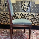 Set of 6 Louis XVI style chairs in green velvet