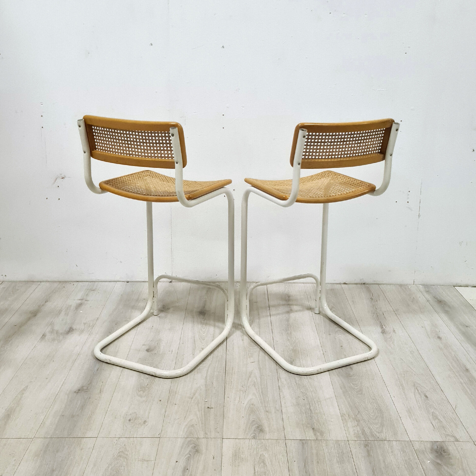 Set of 2 bauhaus style bar stools, 1970s