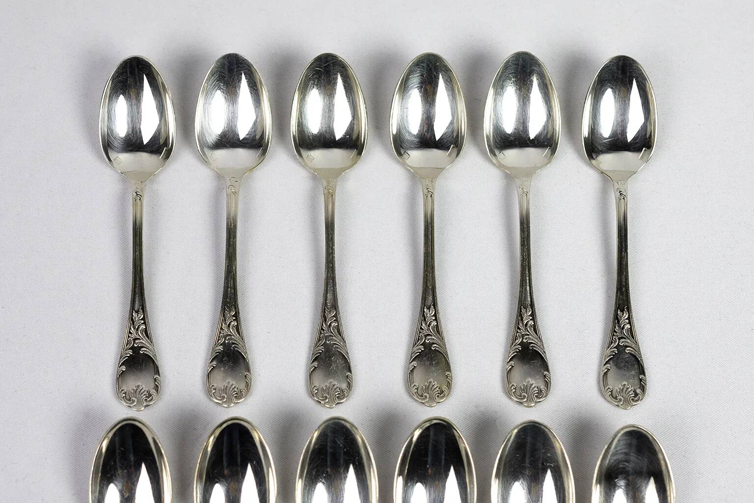 Christofle — 12 “Marly” silver-plated teaspoons, in their case