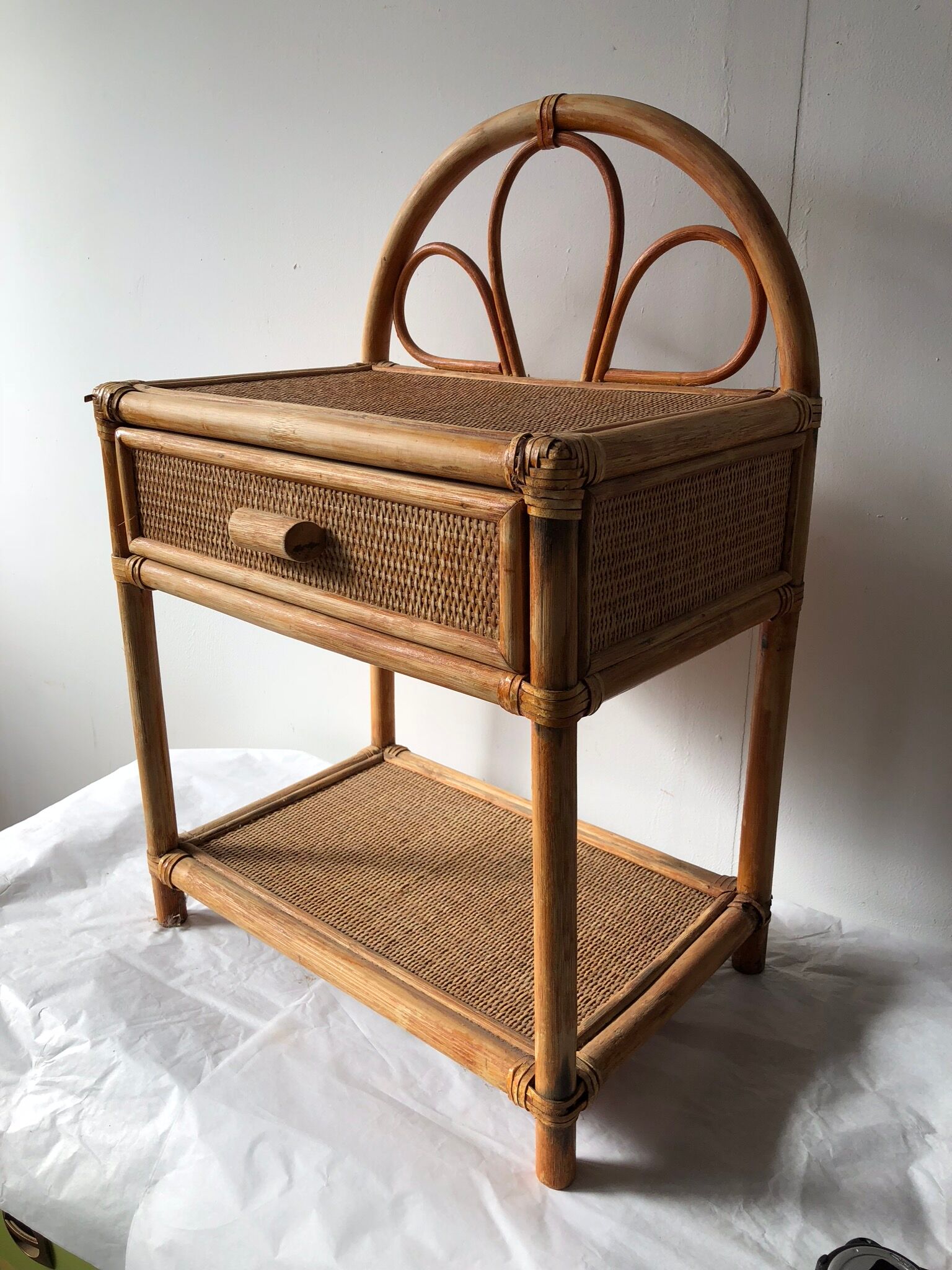 Vintage rattan bedside