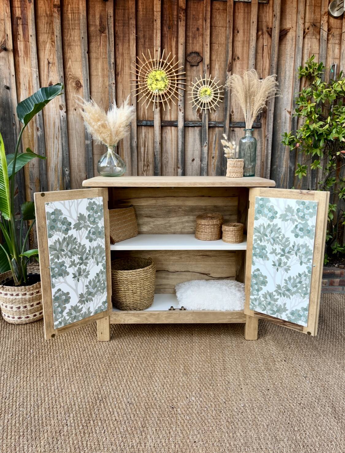 Solid wood and cane sideboard