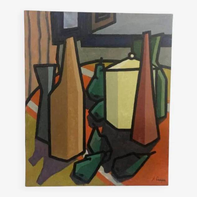 Nature morte à l'huile par Franco Prayer (1924) 60x50 cm
