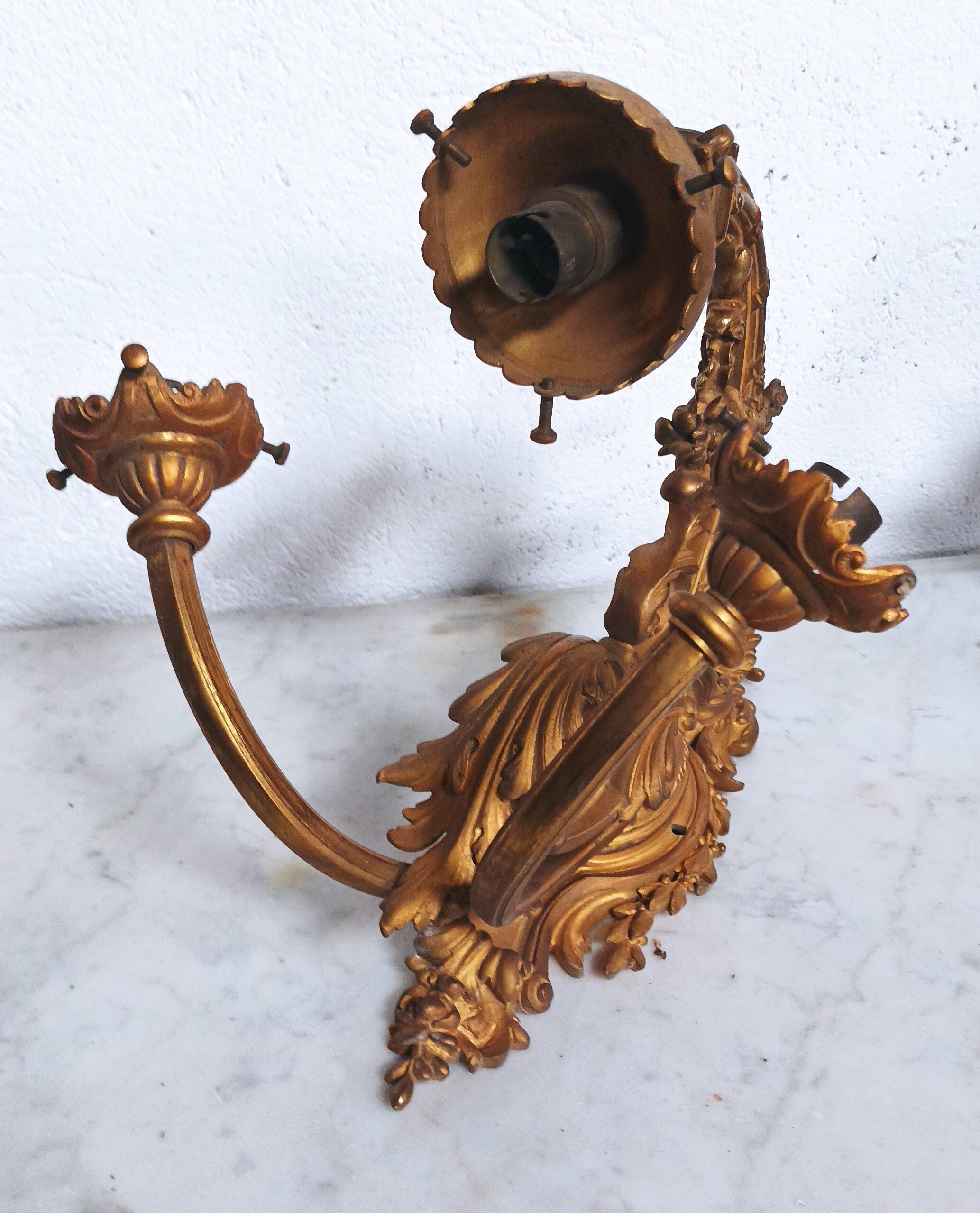 Pair of large Napoleon III bronze wall lights