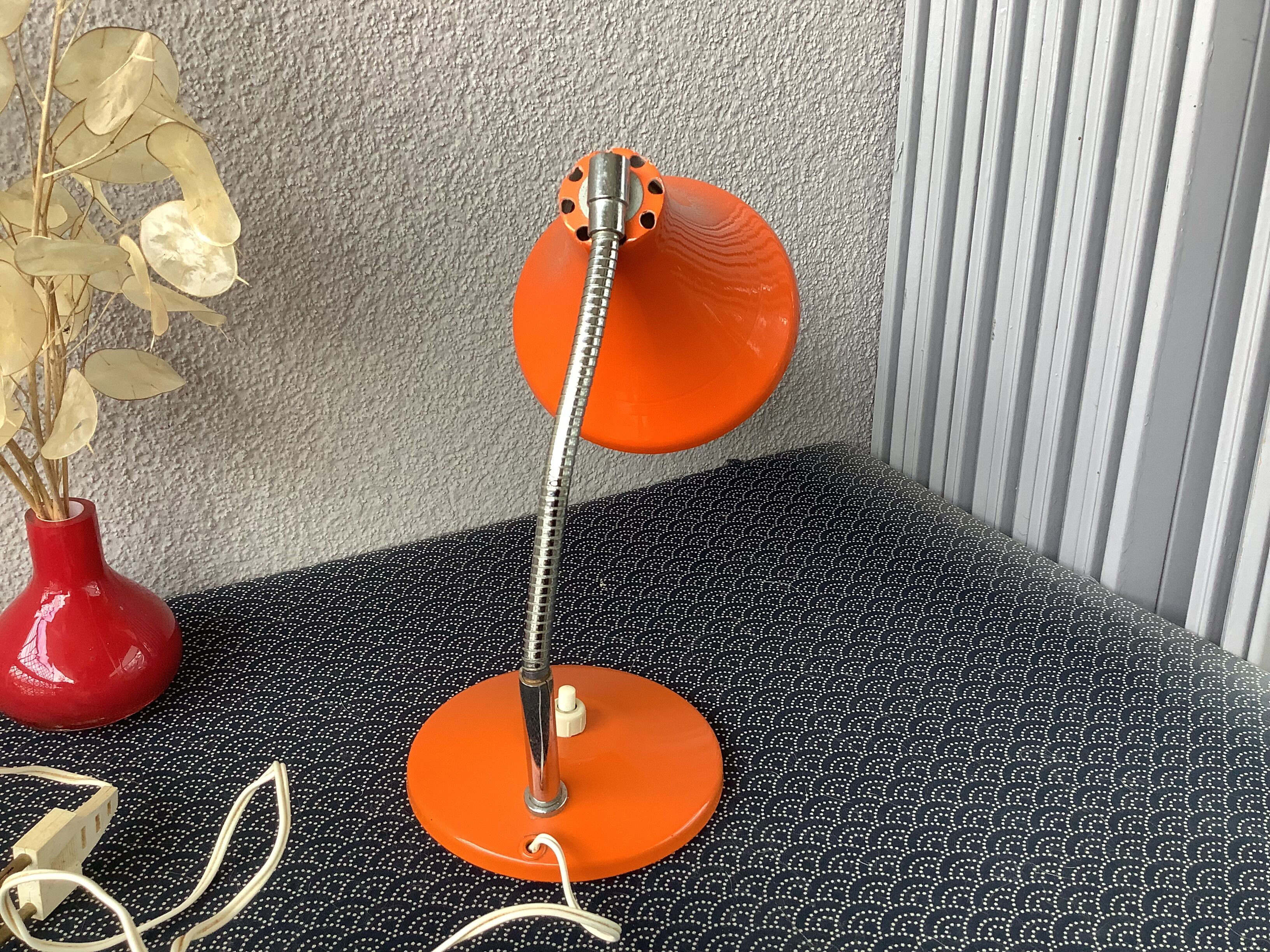 Desk or wall lamp metal orange vintage 60/70