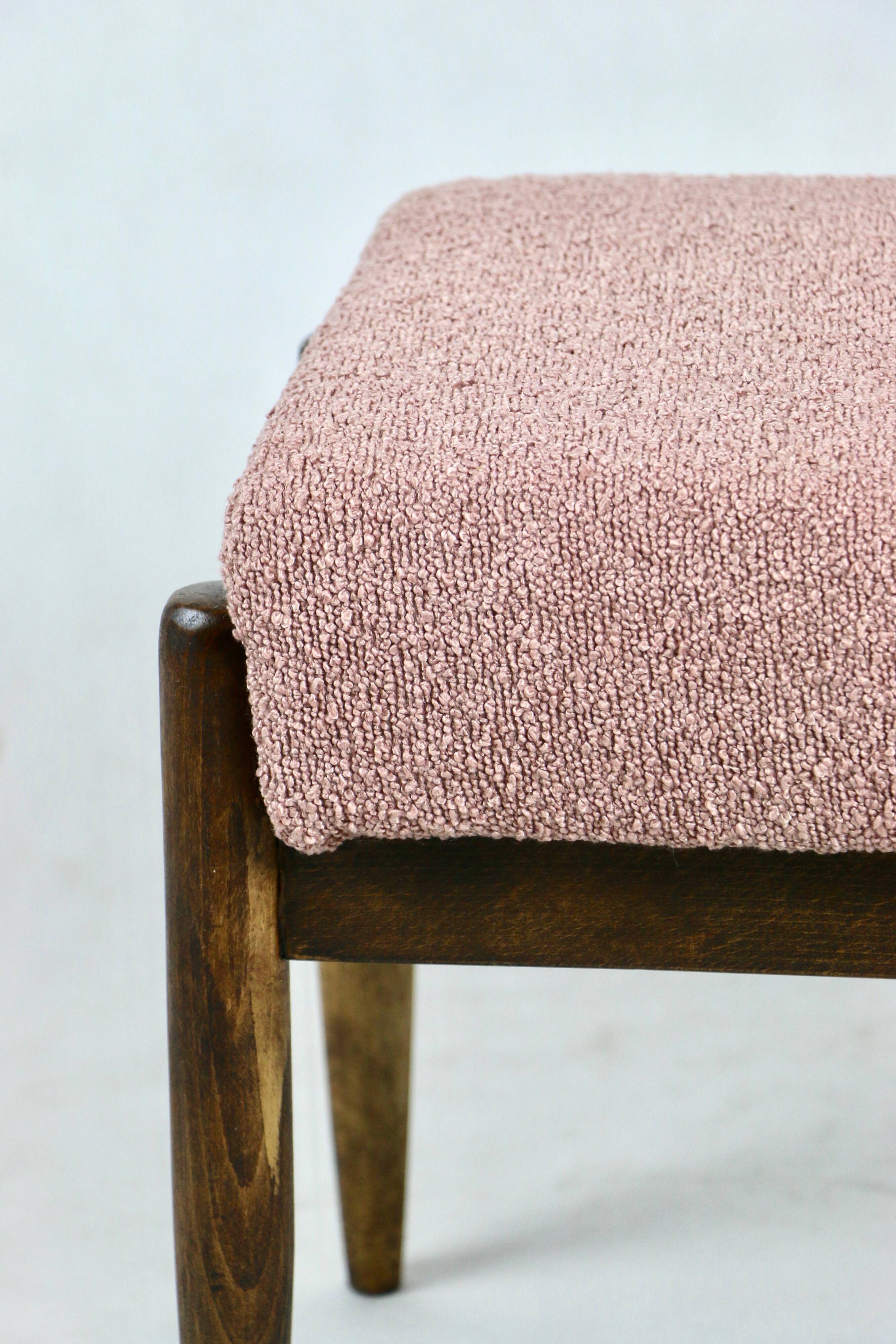 Vintage pink boucle Stool by Homa, 1970s