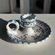 Light blue Moustiers candlestick H5 D12.5