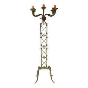 5-arm candle holder lamp on stand, vintage wrought iron floor lamp