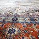 1940s handmade wool medallion rug, ivory and navy, 212 × 312 cm