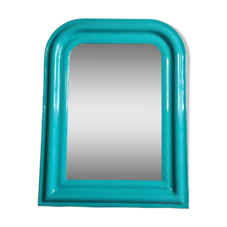 Vintage Louis Philippe style table mirror in curaçao blue 51 cm x 40 cm
