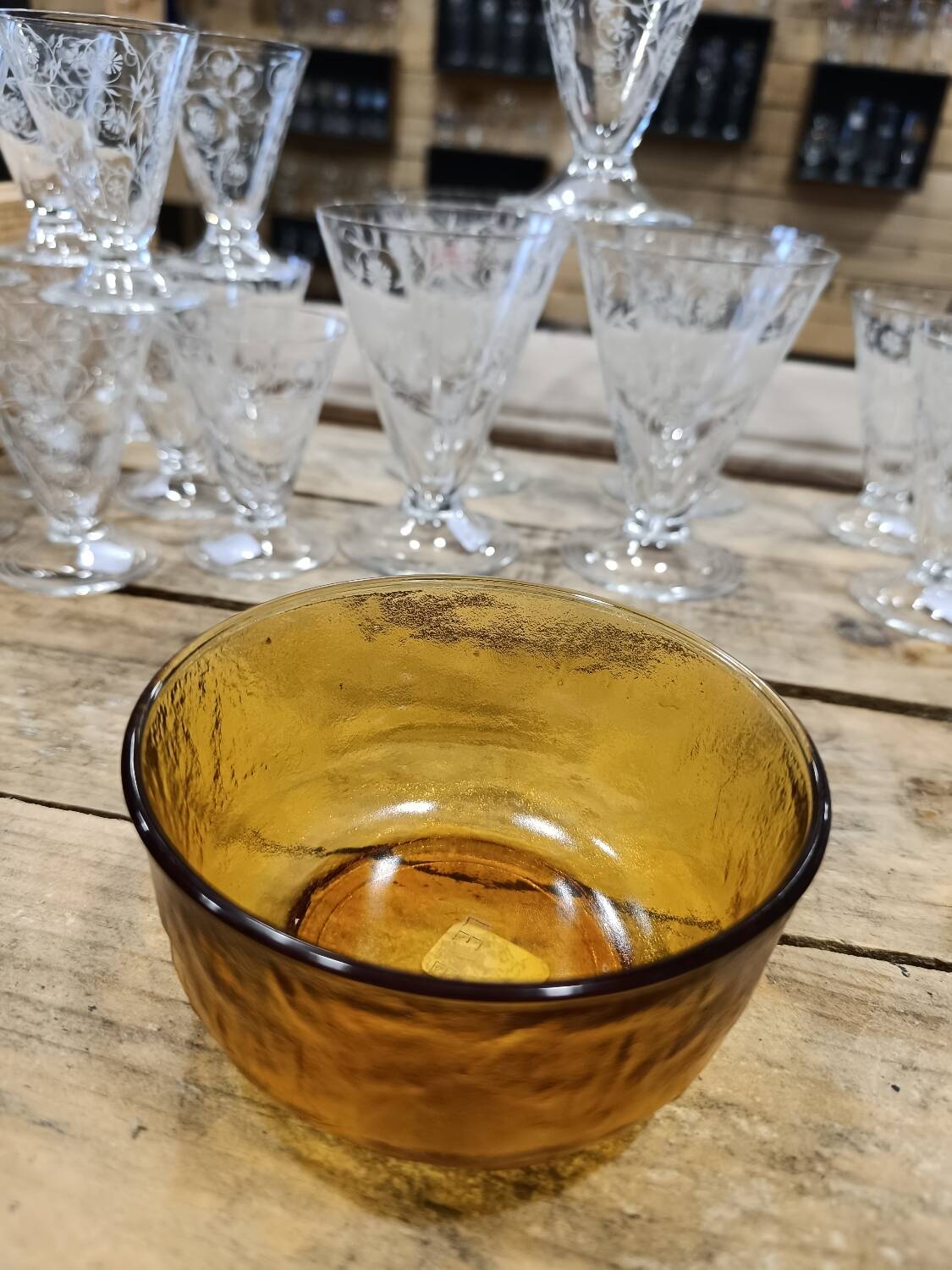 Bol et verre vintage ambrés