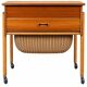 1960s 1970s Teak Sewing Box Sewing Table Utensil Holder with Basket