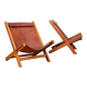 Pair of large wooden and leather armchairs from the 1980s