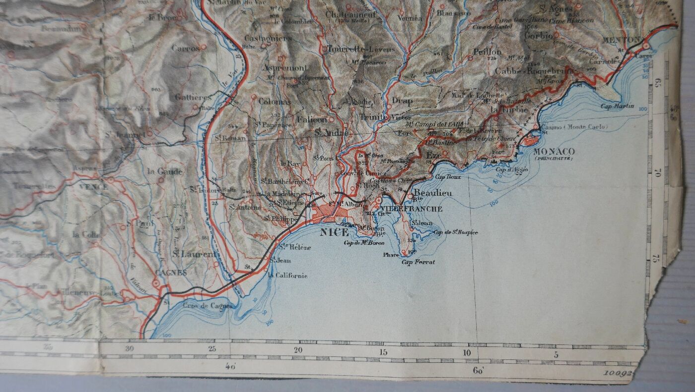 Old map Nice, Saint Martin de Vésubie