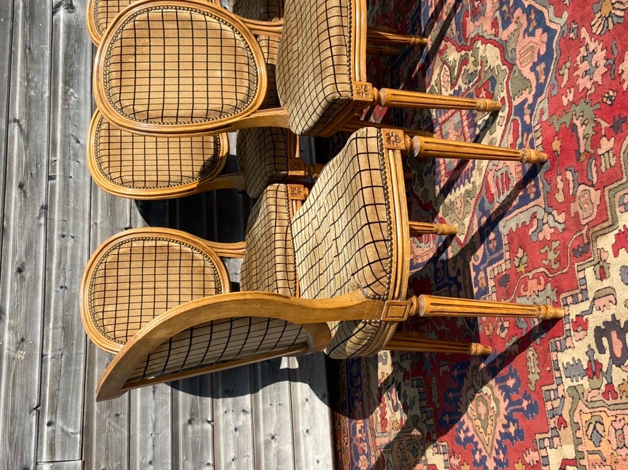 Suite of six Louis XVI-style medallion chairs