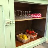 Low green patinated furniture