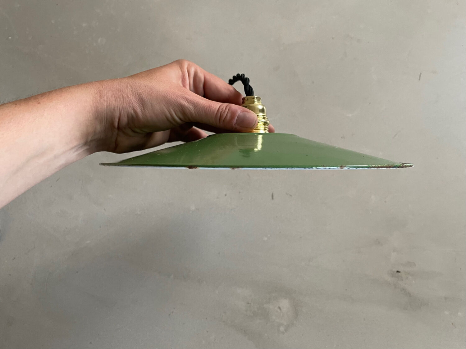 Old enameled metal lampshade