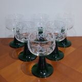 Very Nice Set of 6 Decorated Wine Glasses with Alsace Grape Clusters Roemer