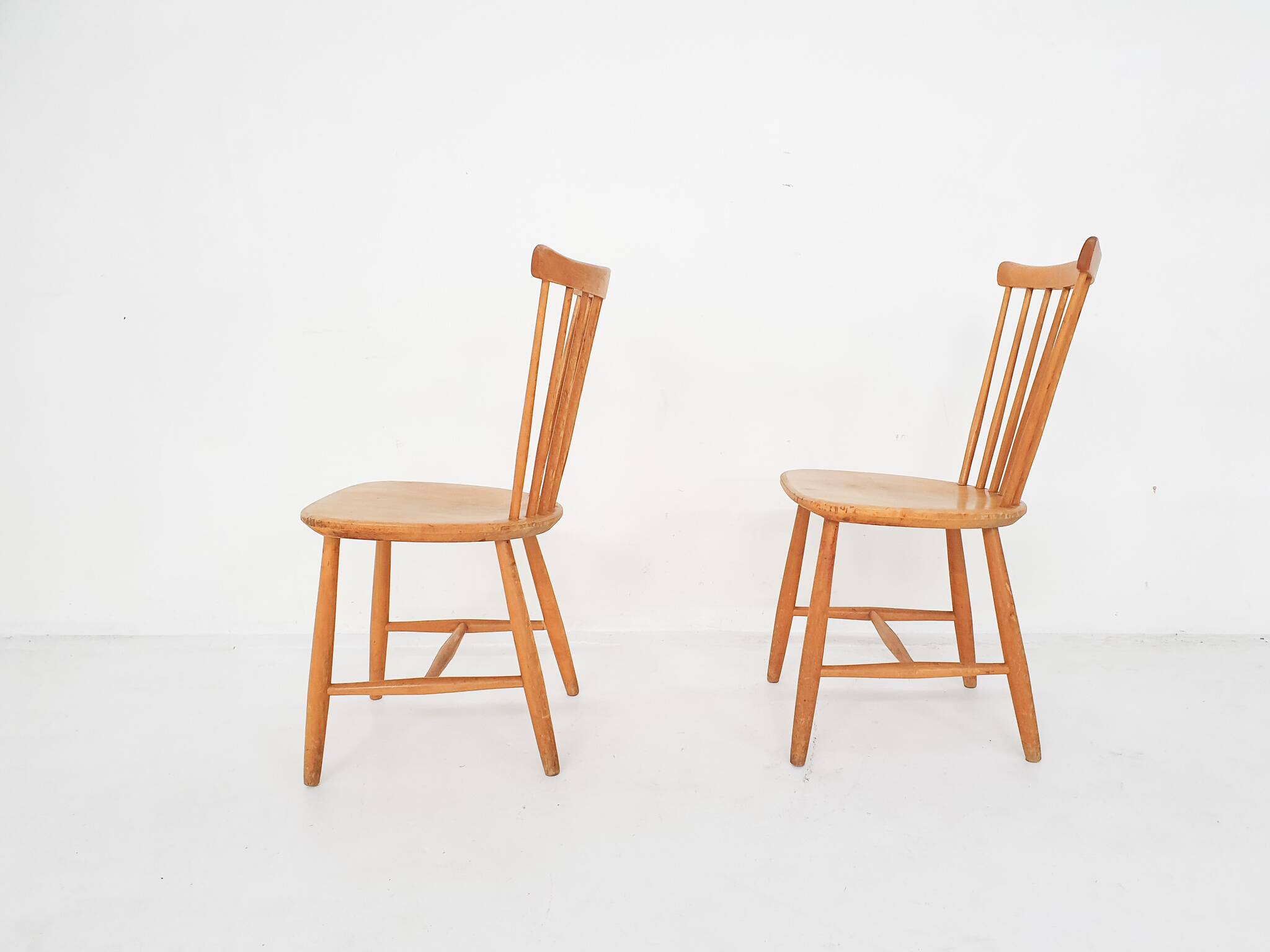 Pastoe style spindle back dining chairs,The Netherlands 1950's
