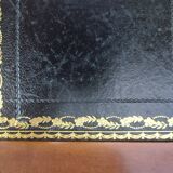 Desk, black leather top