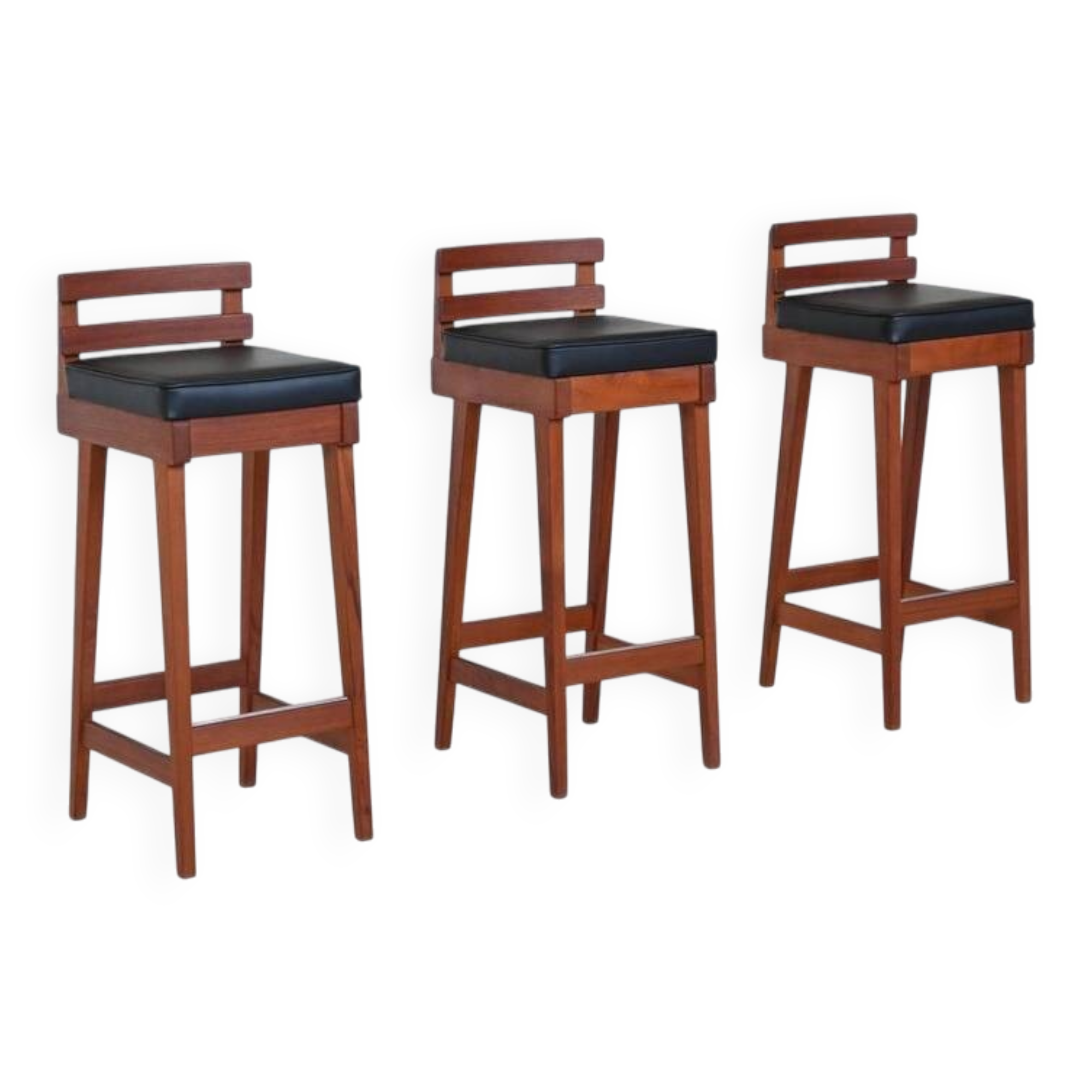 Erik Buch set of three bar stools in teak Dyrlund Denmark 1960