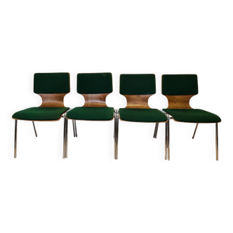 Vintage School Chairs from Denmark 1970’s Set of 4