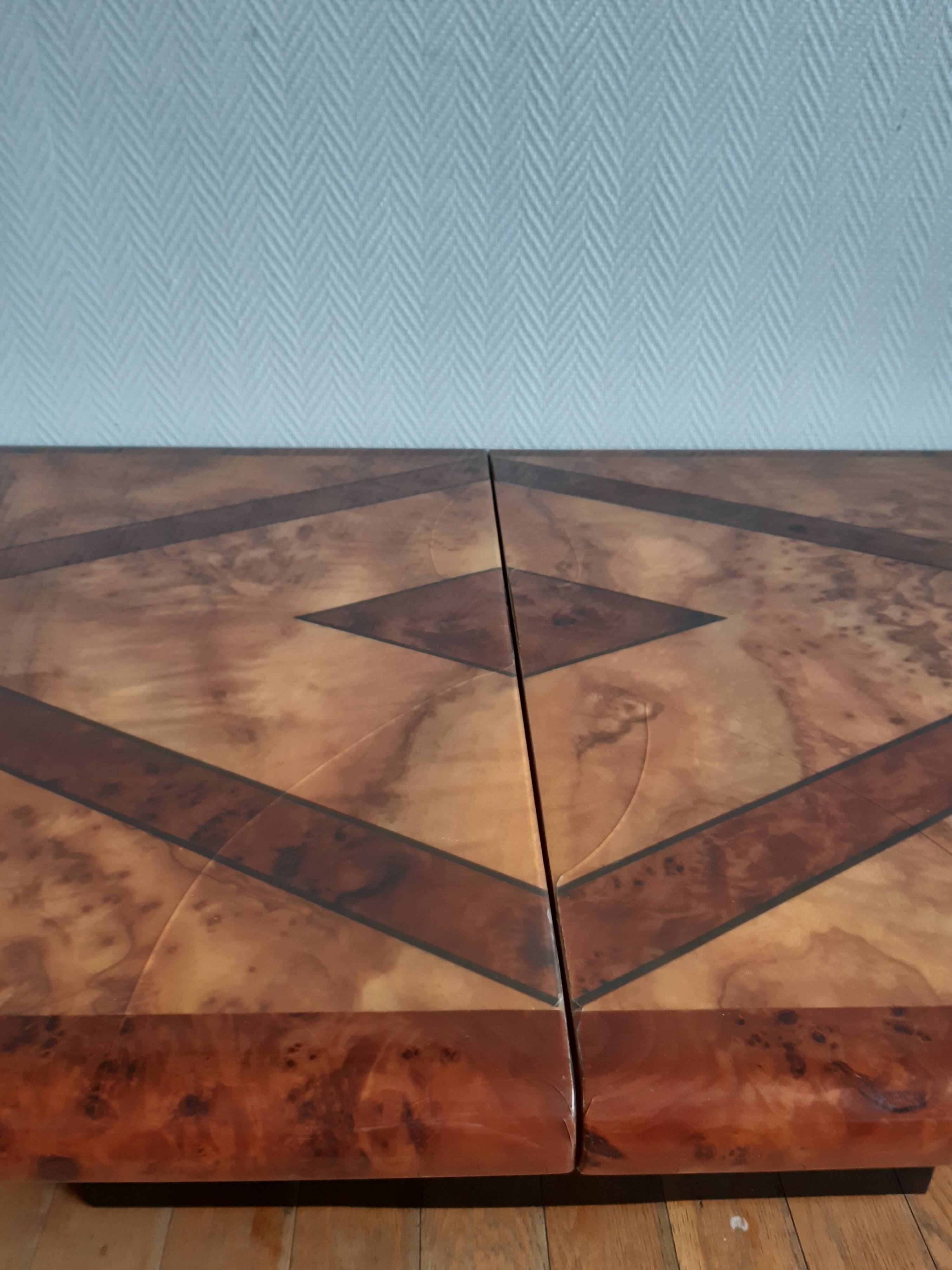 1970s Elm Burl Bar Coffee Table