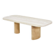Coffee table in travertine and oak.