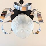 Space Age stainless steel and glass pendant light from the 70s