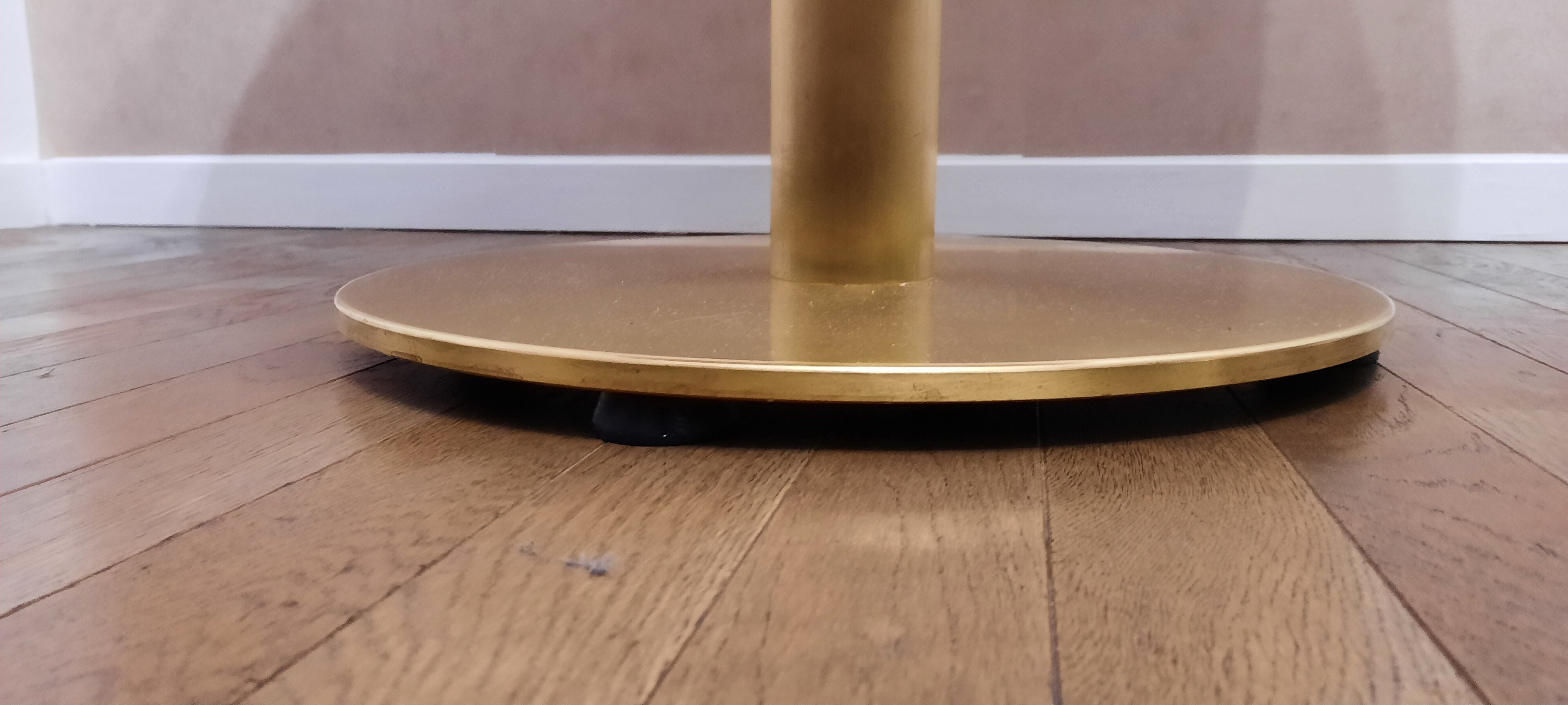 Table marble square diam. 80 cm brass brass brass foot brass