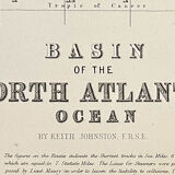 Map of The Northern Atlantic Ocean c1869 Keith Johnston Royal Atlas Hand coloured map