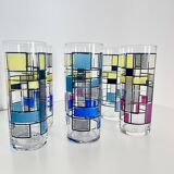 Set of 6 Vintage Hand-Painted Tall Glasses, USA 1950s-60s