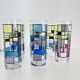 Set of 6 Vintage Hand-Painted Tall Glasses, USA 1950s-60s