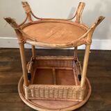 Side table in bamboo and rattan, 60s-70s