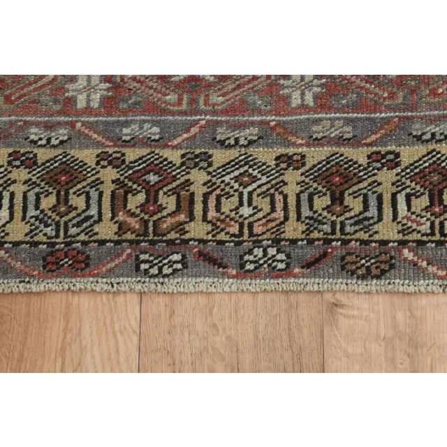 1970s Vintage Turkish Oushak Handmade Wool Cotton Red Area Rug 92x195