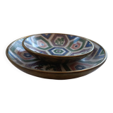 CHINA 20th CENTURY PLATE + BOWL porcelain cloisonné motifs HONG-KONG stamp