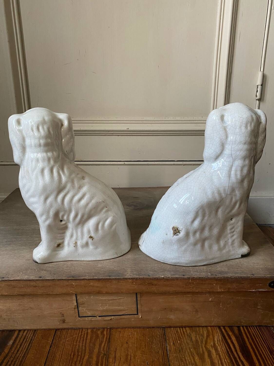 Pair of ceramic Staffordshire dogs late 19th century