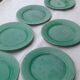 9 Plates blue green earthenware dessert