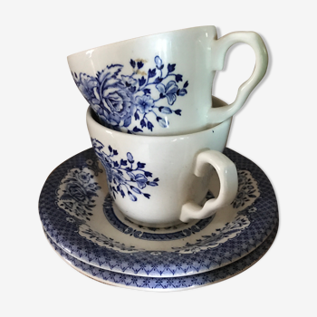 2 tasses porcelaine anglaise bleu