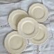 Set of 5 vintage earthenware flat plates stamped Longchamp beige color classic style