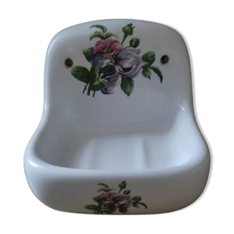 Wall soap holder porcelain flower