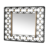Miroir en fer forgé et laiton vintage 50/60