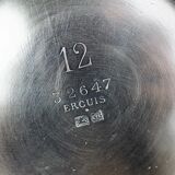 Silver-plated metal coffee pot Ercuis — decorated with bead friezes, ebony handle.