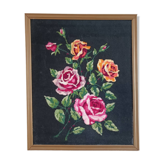 Canevas bouquet de roses vintage