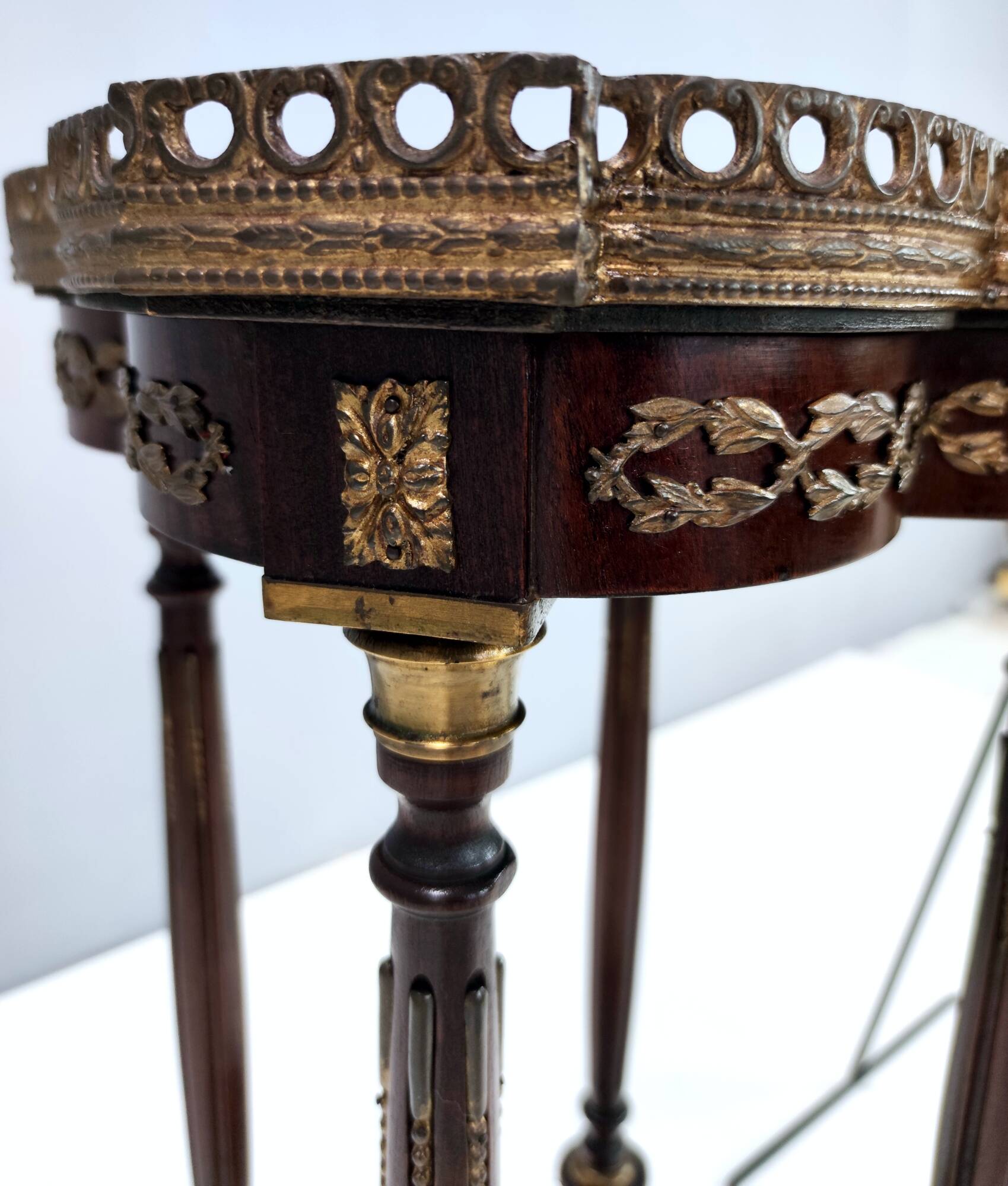 Ebonized Beech Gueridon with a Broccatello Marble Top, Italy