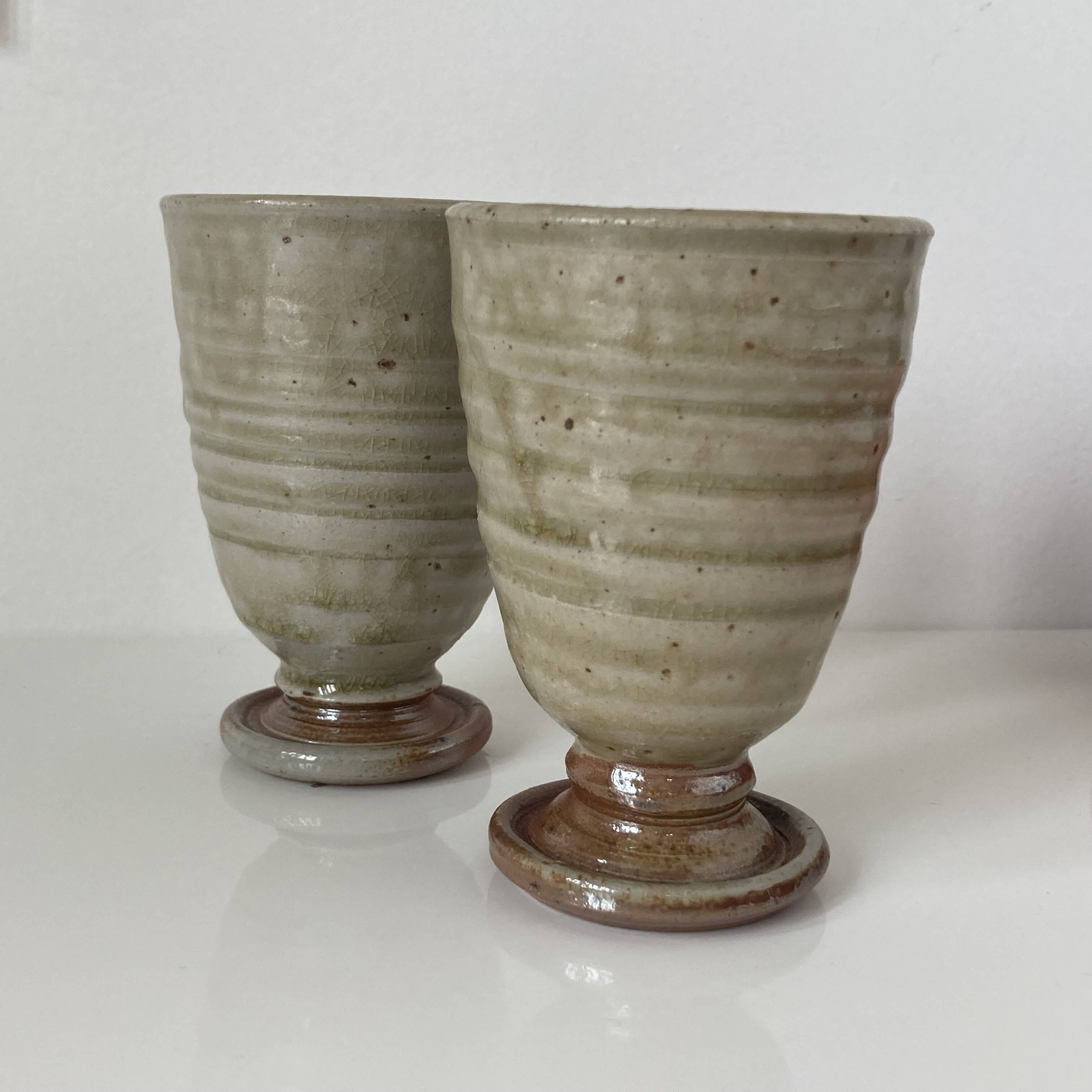 Pair of small stoneware vases from La Borne by Christine Pedley