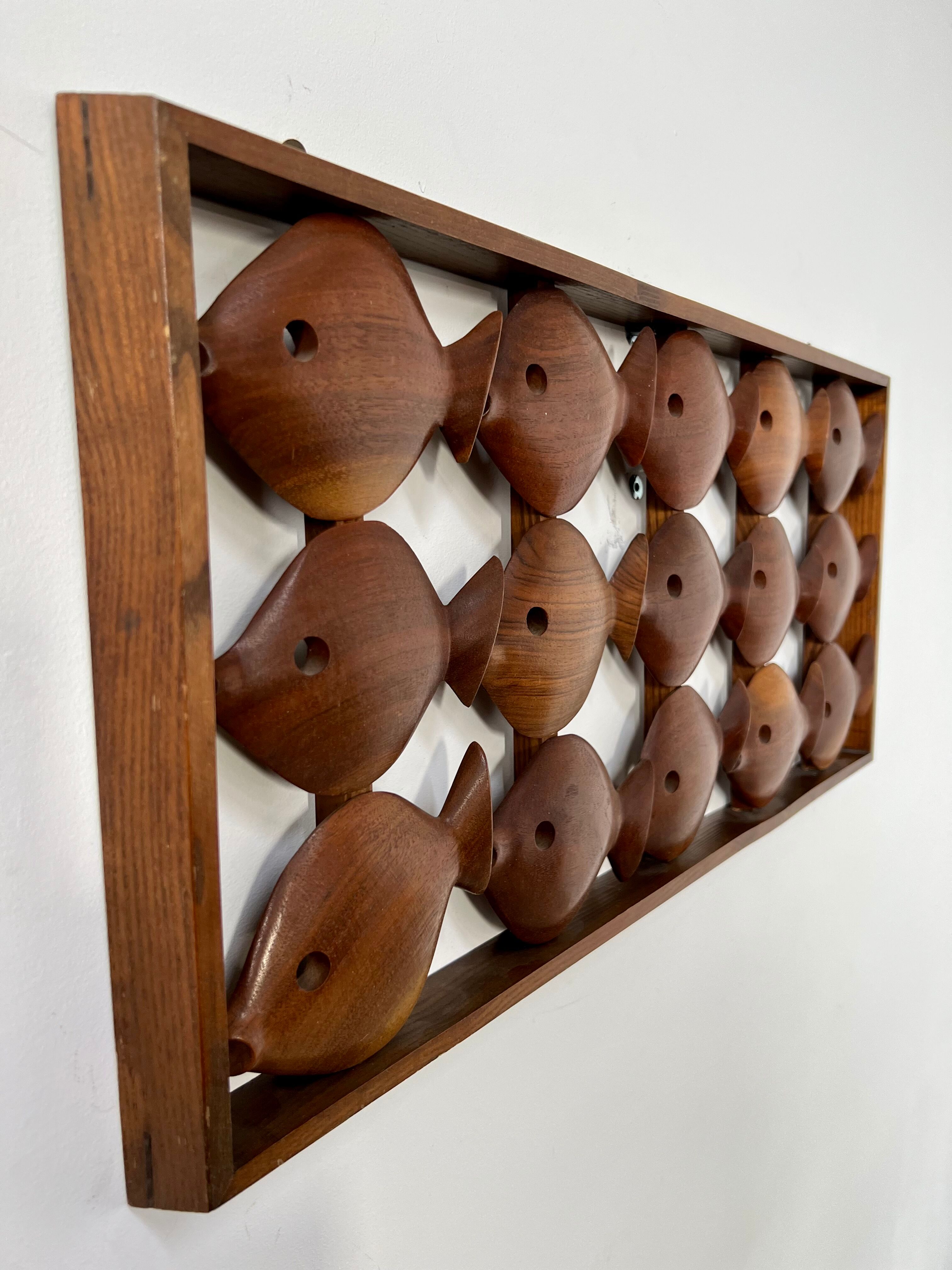 Old teak frame "fish" Scandinavian design of the 60s vintage decoration