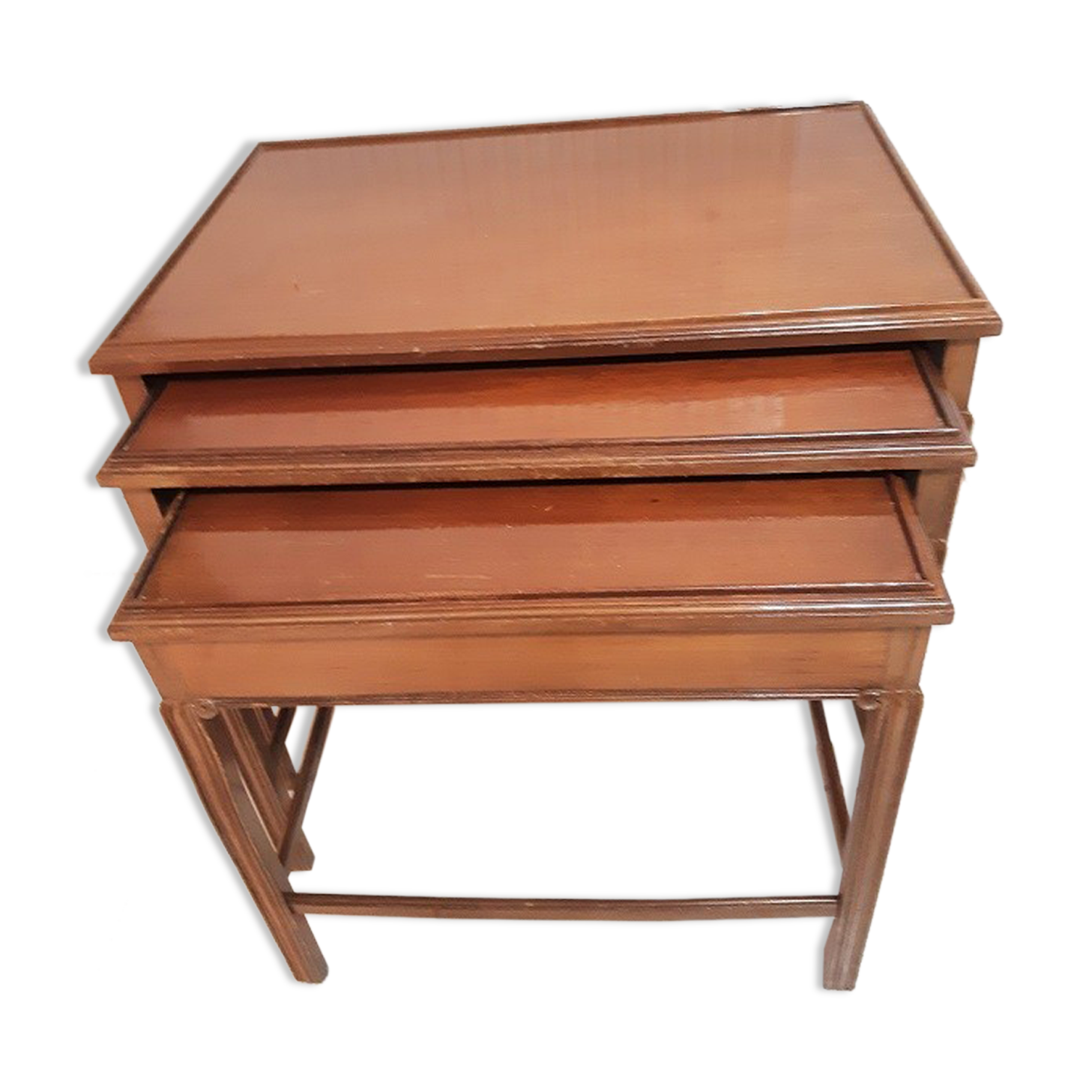 3 30s mahogany pull-out tables in their juice